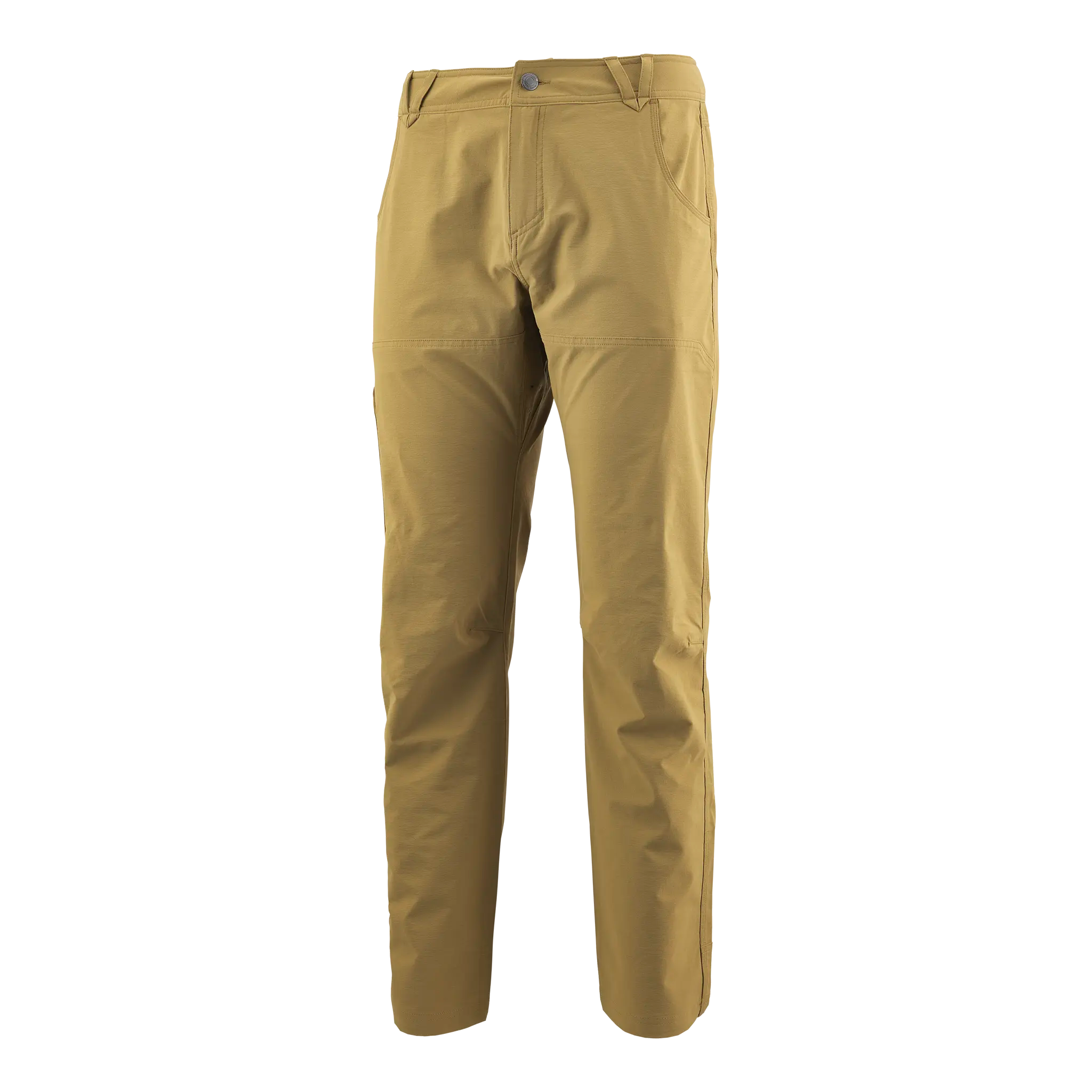 Tan outdoor pants with straight legs, belt loops, and front pockets. No visible Moonrivers Logo. Plain background.