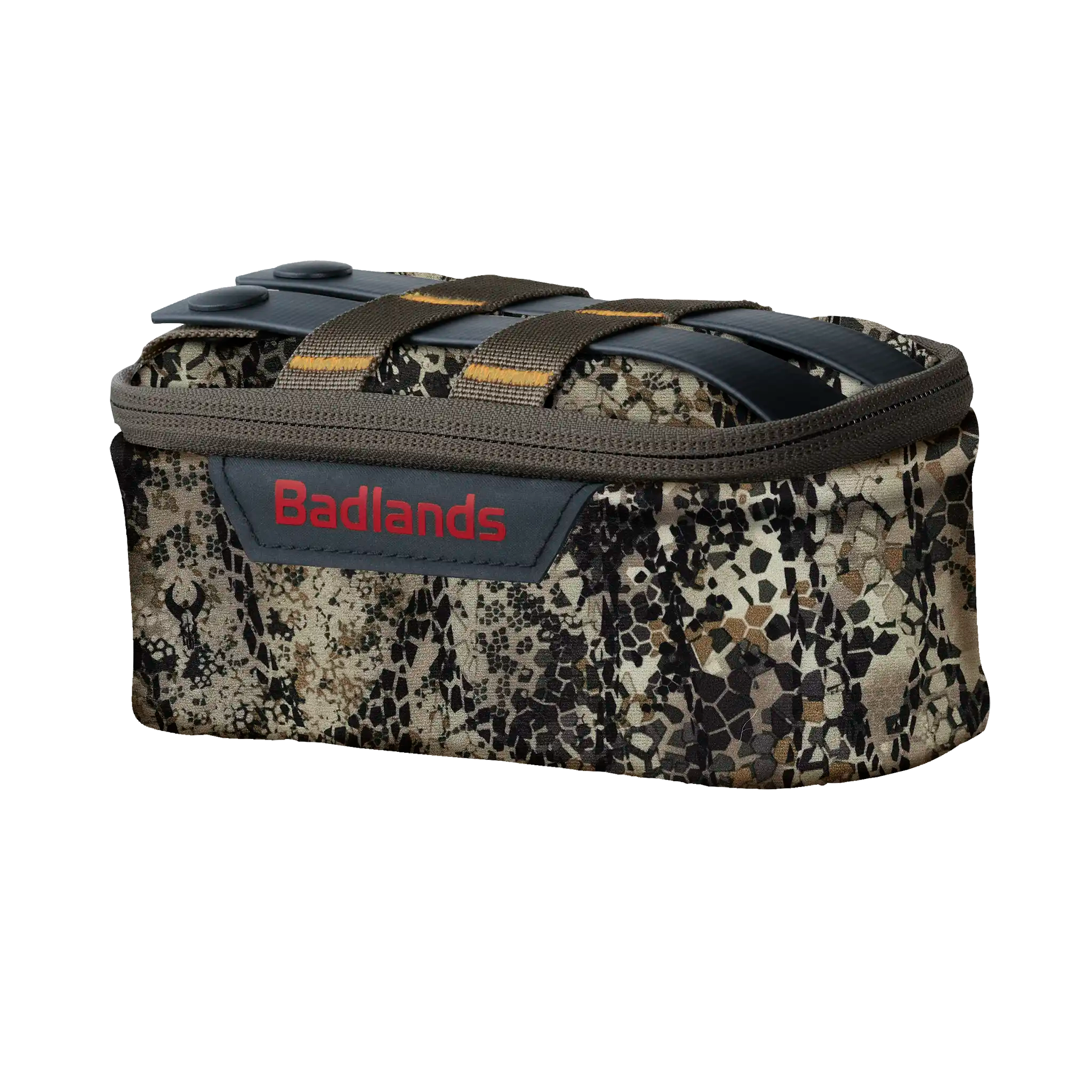 Camouflage Moonrivers gear bag with red logo, zippered top, and sturdy handles for easy carrying and outdoor use.