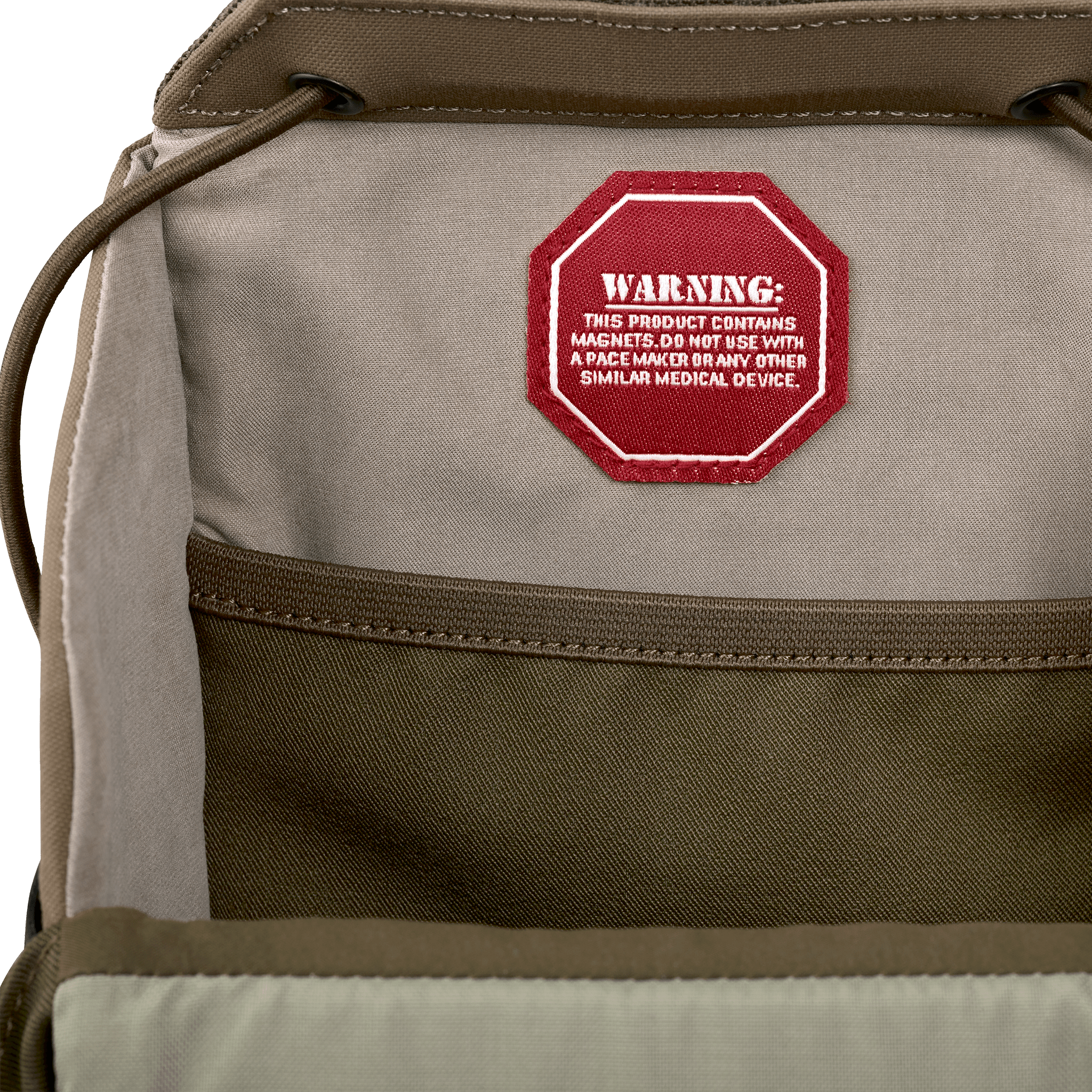 Inside a bag, a red warning label advises against use with pacemakers due to magnets. No Moonrivers Logo visible.