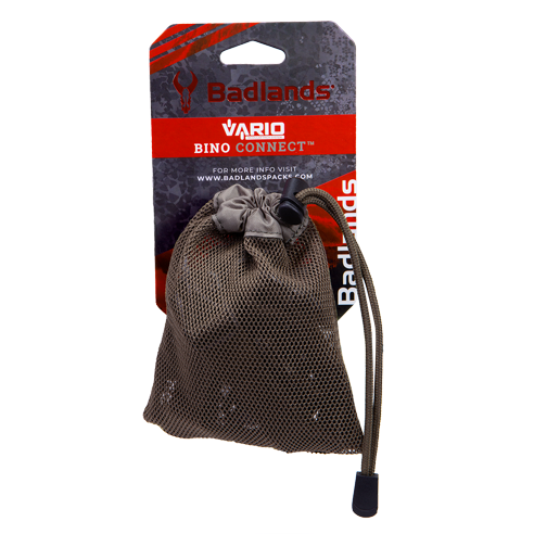 Moonrivers Vario Bino Connect kit in mesh pouch with Moonrivers skull logo on packaging, suitable for binocular harnesses.