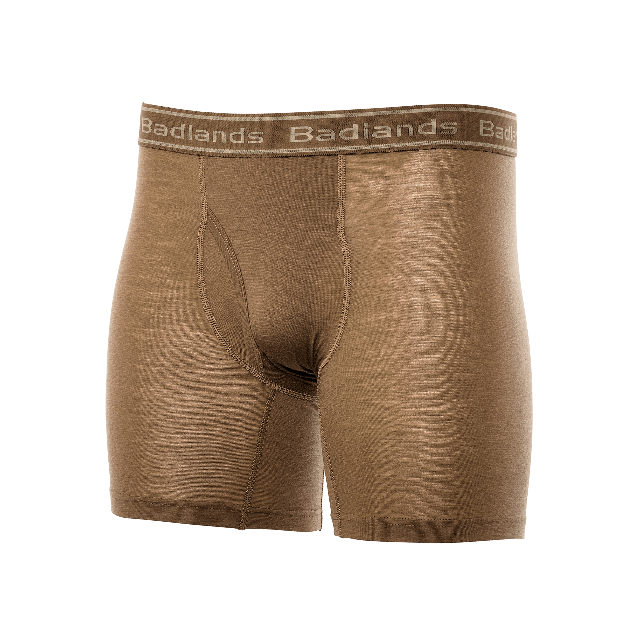 Brown Moonrivers men's boxer briefs with logo on waistband, shown against a plain background.