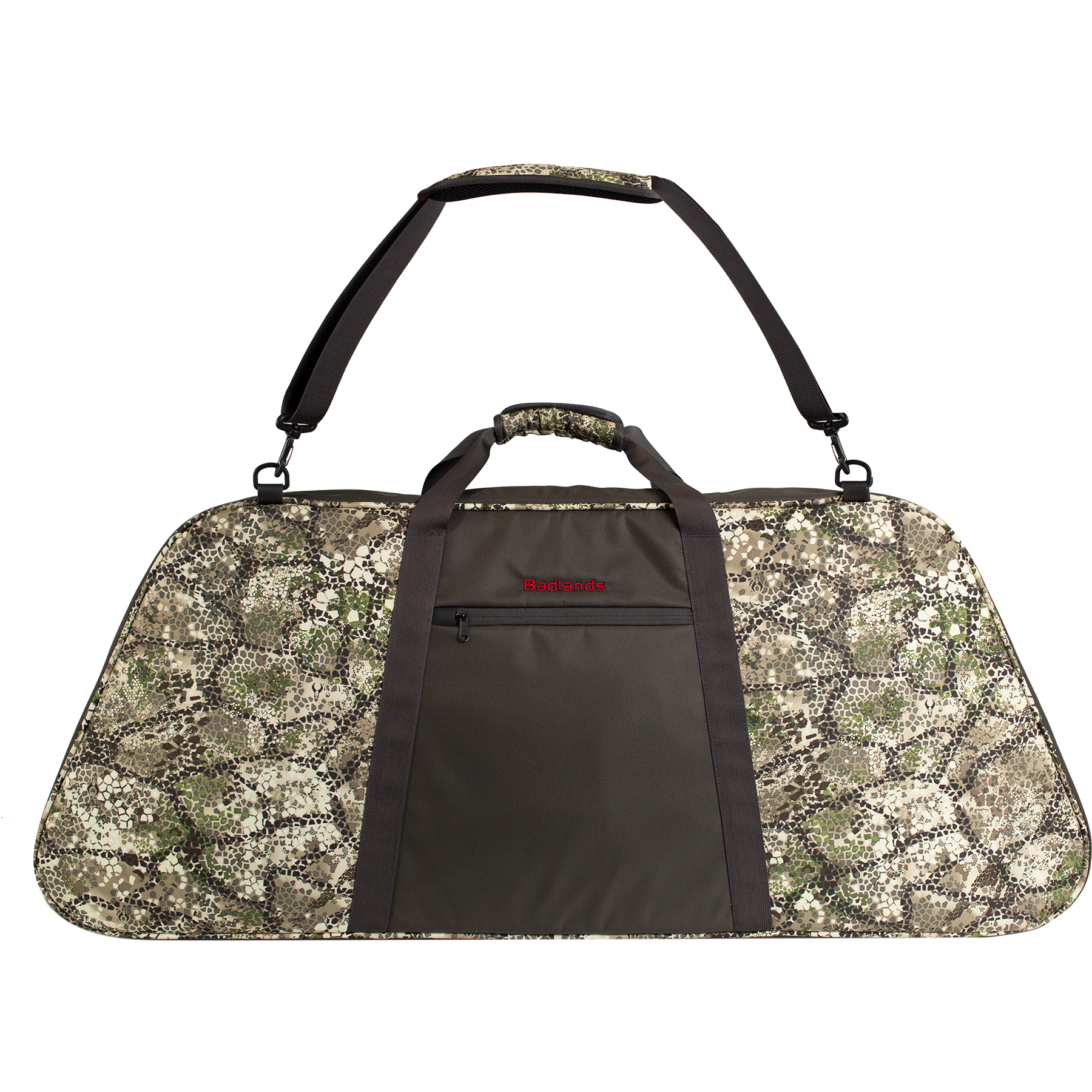 Camo-patterned Moonrivers soft case with handles, shoulder strap, and front zip pocket for easy gear transport.