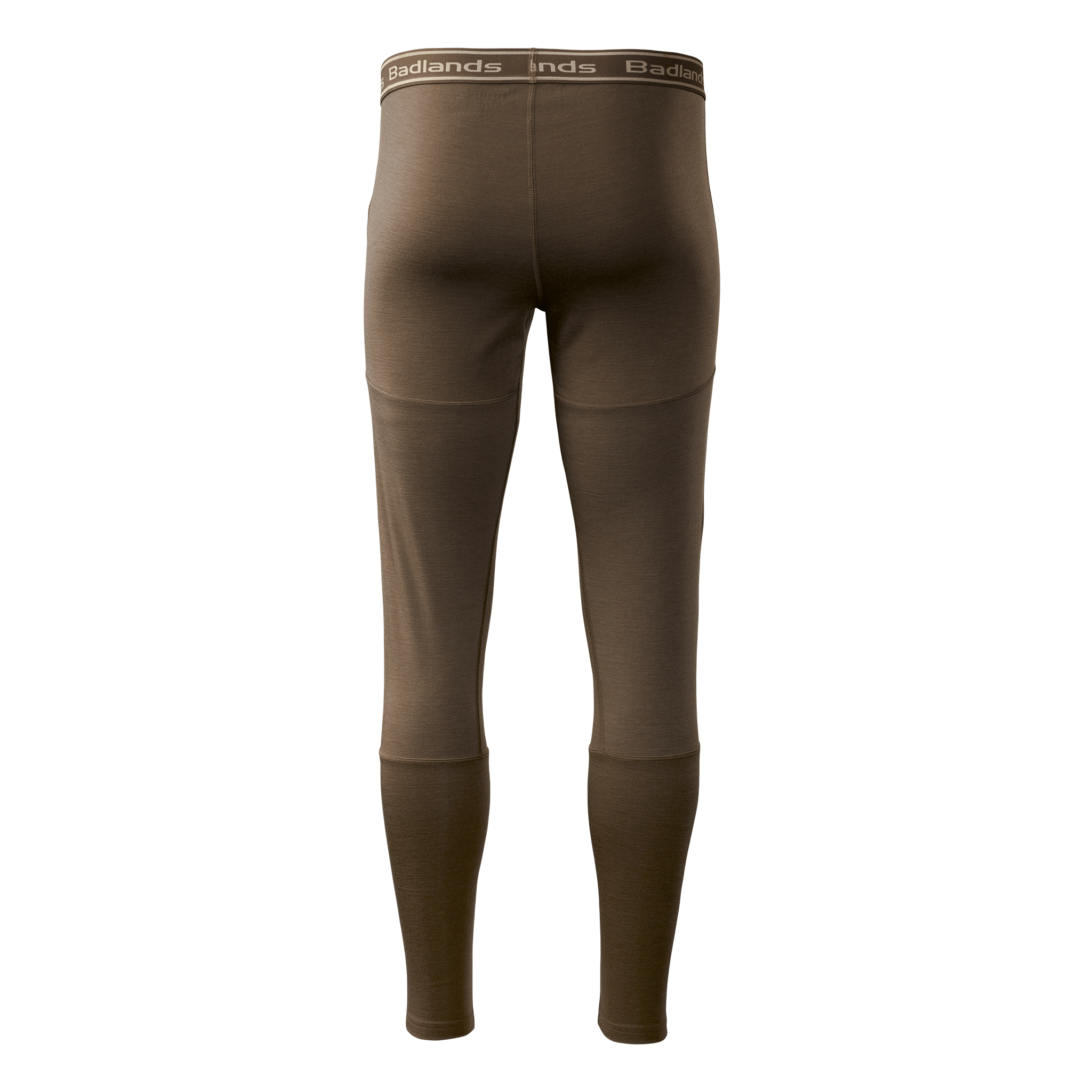 Brown thermal leggings with Moonrivers logo on waistband, shown from the back against a plain background.