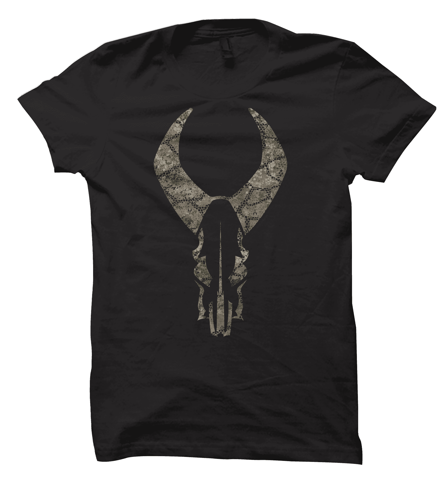 Black t-shirt featuring a large, textured Moonrivers skull logo in gray on the front center.
